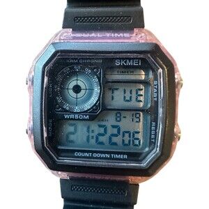 SKMEI Men's Digital Sport Watch  LED Display 1998 Wristwatch Pink Purple Black